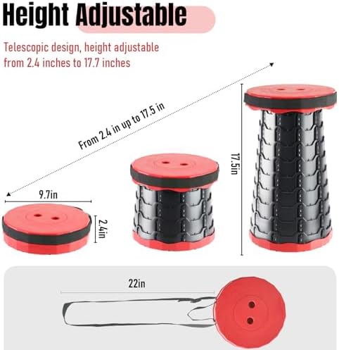 Doseno Collapsible Stool 2 Pack, Portable Retractable Camping Seat - Image 2