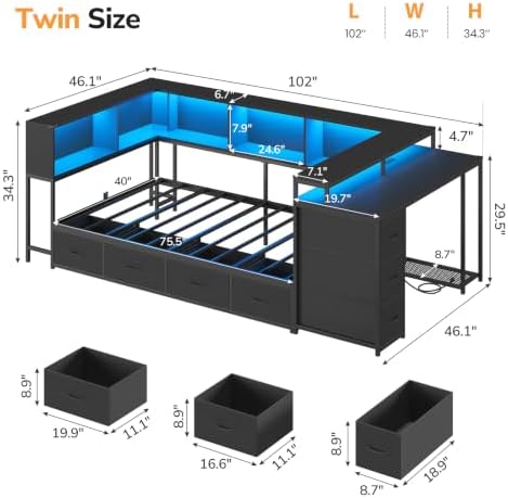 DICTAC Twin Corner Bed Frame - Image 2