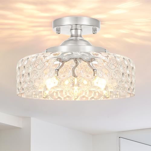 Brushed Nickel Semi Flush Mount Ceiling Light, 3-Light Ceiling Light by Daunton