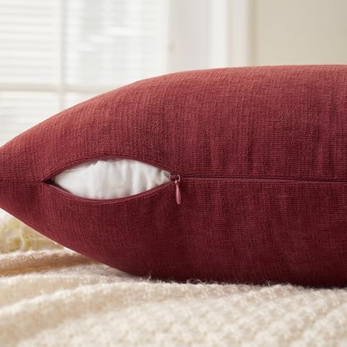 MIULEE Christmas Burgundy Chenille Couch Euro Throw Pillow Covers - Image 3