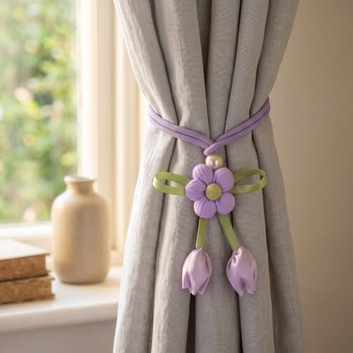 Floral Curtain Tiebacks, 4 Pack Adjustable Curtain Holdbacks - Image 2