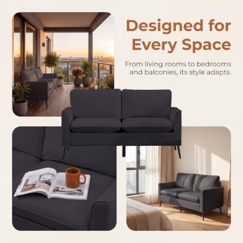 Retro Leather Loveseat Sofa, 2-Seat Couch - Image 4