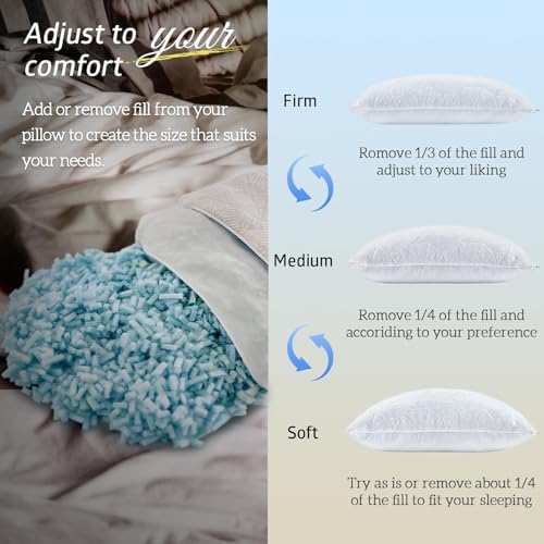Cooling Pillows Standard Size Set of 4, Shredded Memory Foam Bed Pillows - Image 6