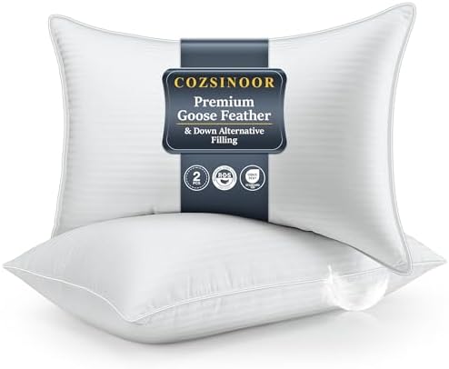 COZSINOOR Goose Feather Pillows Queen Size by COZSINOORBEDDING