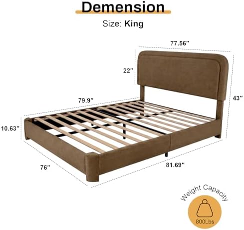WEUP King Size Boucle Bed Frame, Upholstered Teddy Fabric Bed Frame - Image 2