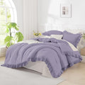 Andency Purple Ruffle Comforter Twin Size, 2 Pieces Soft Bed Set by Andency