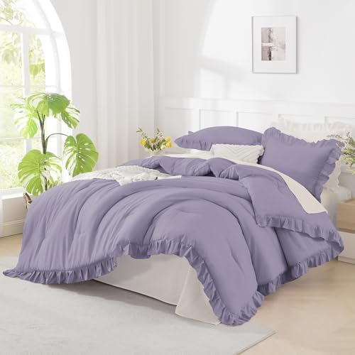 Andency Purple California King Comforter Set, 3 Pieces Shabby Chic Bedding by Andency