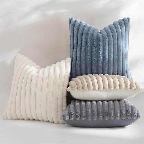 decorUhome Fall Faux Fur Throw Pillow Covers 16x16 Set of 2 Grey - Image 5