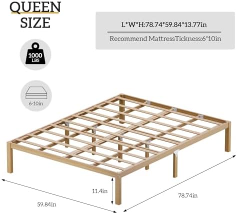 Bamboo Bed Frame Classic 12-Inch Solid Platform Bed - Image 2
