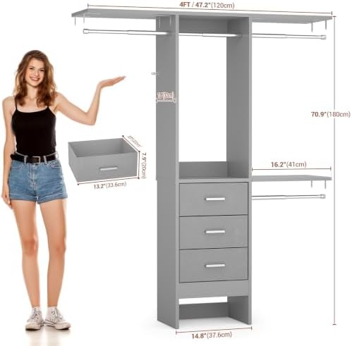 Besiost 4FT Small Closet System - Image 6