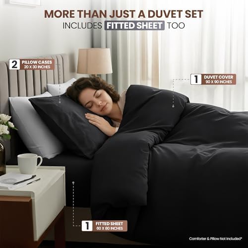 Duvet Cover Queen, 4 Piece Set, Extra Soft - Image 3