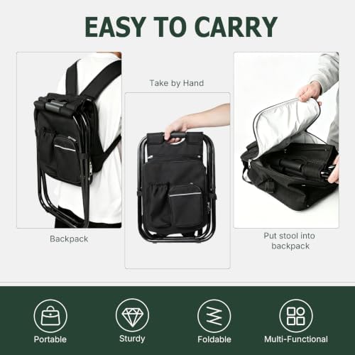 Folding Stool Backpack Cooler, Camping Fishing Chair - Image 6
