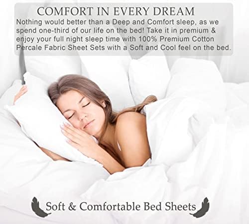 RUVANTI 100% Cotton Full Sheets, Percale Bedding Full Size Set - Image 3