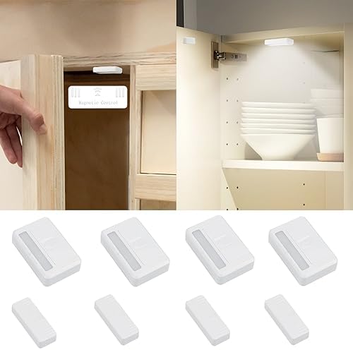 4 Pack Cordless Inside Cabinet Lights Door Activated Sensor LED Puck Light by Amagle
