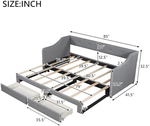 Harper & Bright Designs Twin XL to King Daybed Frame - Image 2