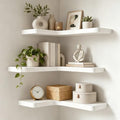 Floating Corner Shelves Solid Pinewood Wall Mounted Shelf by Unknown