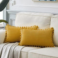 Fancy Homi 2 Pack Mustard Yellow Lumbar Decorative Throw Pillow Covers 14x24 by Fancy+Homi
