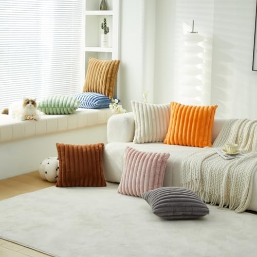 Sunday Praise Faux Fur Plush Decorative Throw Pillow Covers 20x20 Pink - Image 6