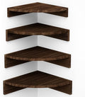 Wood Corner Floating Shelves Wall Mount 4-Pack, Dark Brown by Alsonerbay