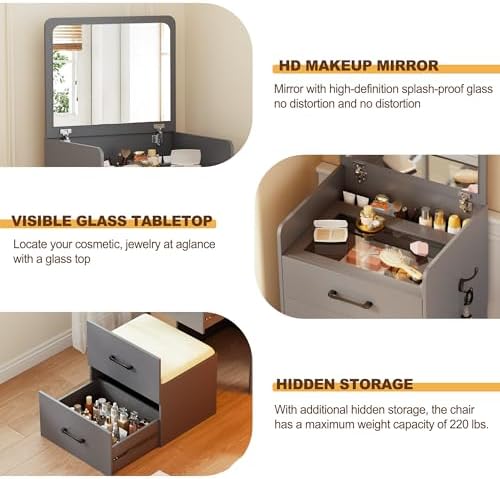 Lvifur Small 3-in-1 Vanity Desk - Image 5