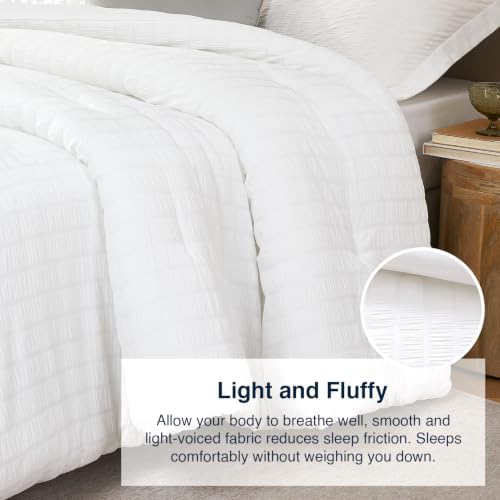Quataly White Comforter Full Size Seersucker Lightweight Bed Set All Season - Image 6