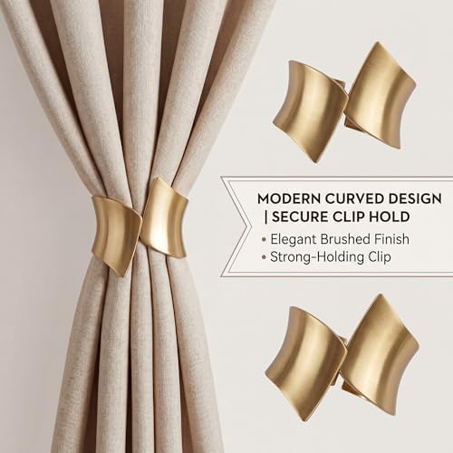 2 Pack Golden Wire Drawing Spring Clip Curtain Tiebacks Holdback Buckles - Image 3