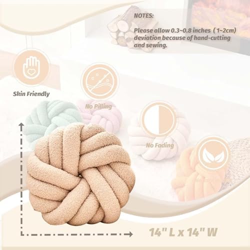 Knot Pillows, 14 Inch Decorative Throw Pillows Round Pillows Cushion, Soft - Image 2