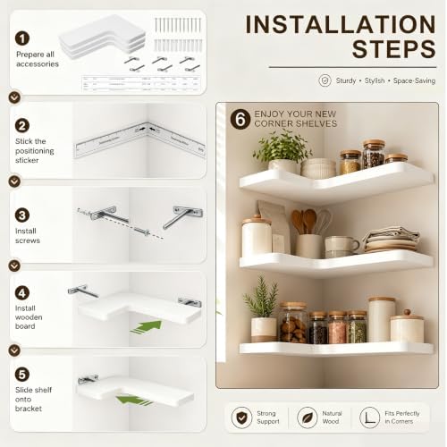 Floating Corner Shelves Solid Pinewood Wall Mounted Shelf - Image 3