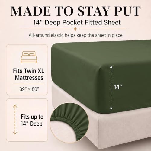 CozyLux Twin XL Comforter Set Olive Green, 5 Pieces Bed in a Bag - Image 5