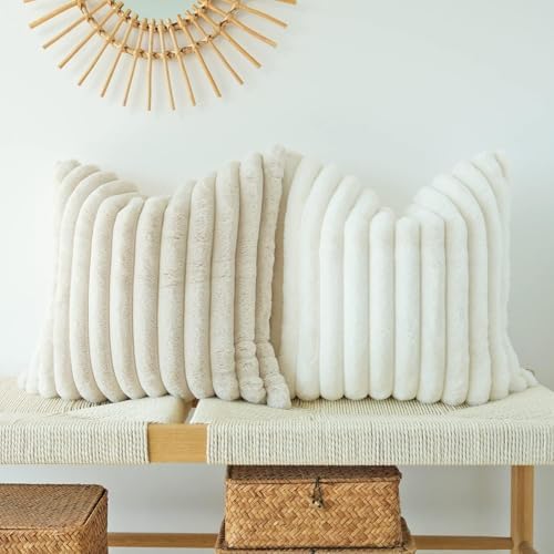 JOJUSIS Faux Fur Plush Throw Pillow Covers, 22 x 22-Inch - Image 3