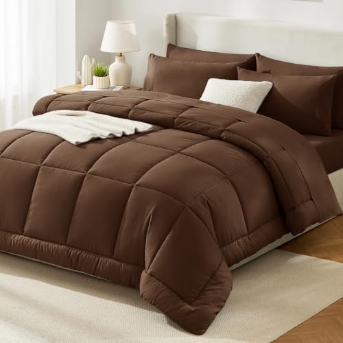 HIMEET King Size Comforter Set Brown, 7 Pieces Bed in a Bag by Unknown