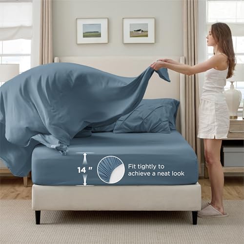 Bedsure 7-Piece King Size Comforter Set & Sheets, Mineral Blue King Bedding - Image 5