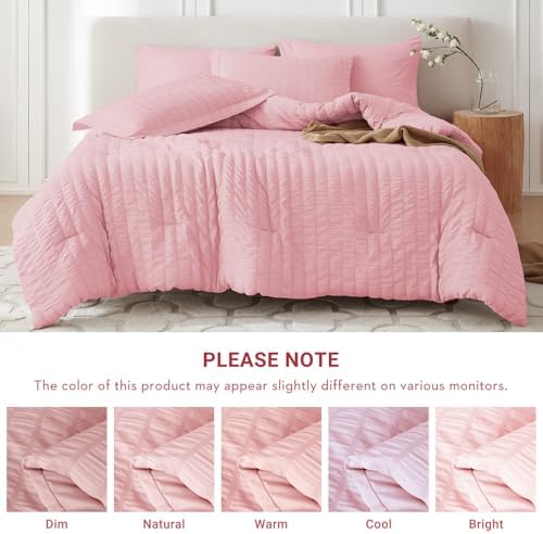 MUXHOMO Full Comforter Set 7 Pieces, Seersucker Bed in a Bag - Image 5