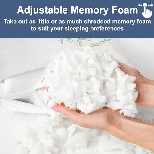 Memory Foam Rayon Bamboo Pillows Queen Size Set of 2 - Image 3