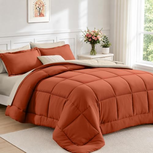 FUANNA Full Size Comforter Set 7 Pieces, Reversible Bed Set, Bed in a Bag by FUANNA