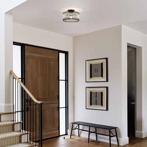 Crystal Black Ceiling Light, Modern Semi Flush Mount Ceiling Light Fixture - Image 3