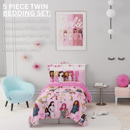 Franco Barbie Barbiecore Bedding Super Soft Comforter and Sheet Set - Image 3