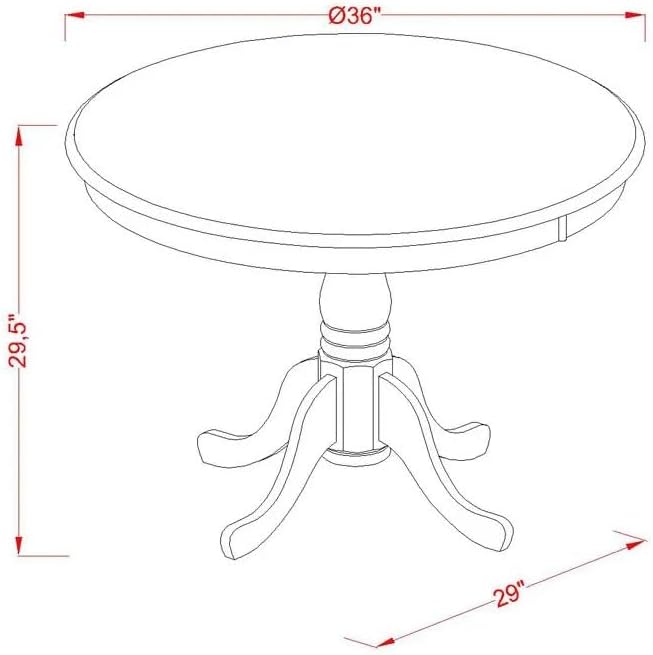 East West Furniture ANGA5-ABK-24 5 Piece Dining Table Set for 4 Includes a Round Kitchen Table with Pedestal and 4 Black Linen Fabric Parsons Dining Chairs, 36x36 Inch, Wirebrushed Black
