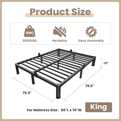 10 Inch King Bed Frame with Rounded Corner & 4 Mattress Baffles - Image 2