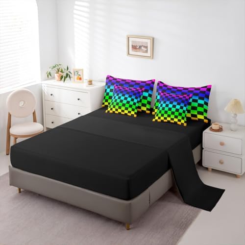 Multicolored Checkered Retro Comforter Set - Image 4