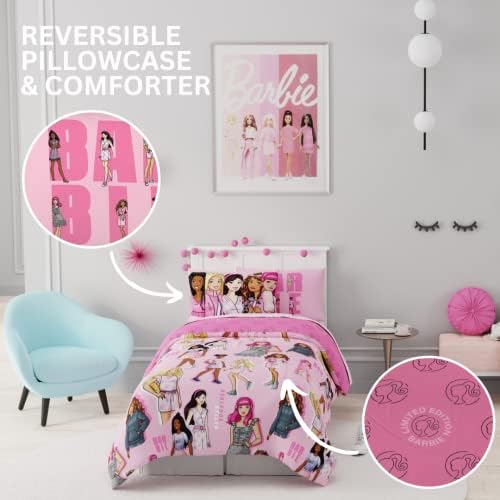 Franco Barbie Barbiecore Bedding Super Soft Comforter and Sheet Set - Image 4