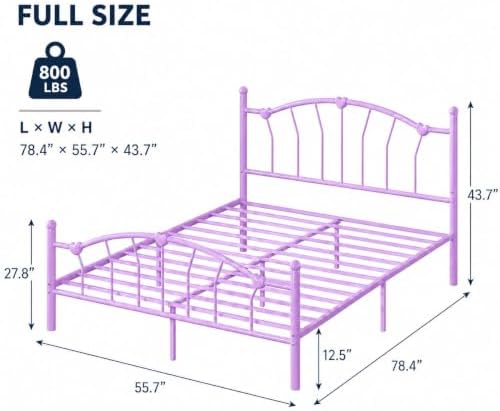 IMMERSTABLE Full Metal Bed Frame, Heart-Shaped Platform Bed - Image 2