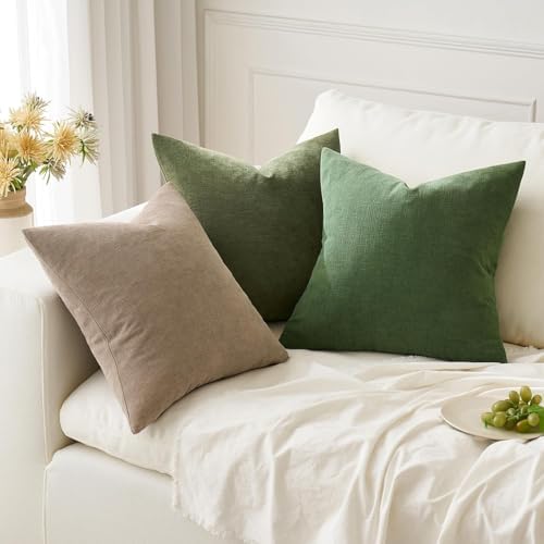 MIULEE Light Brown Chenille Couch Euro Throw Pillow Covers - Image 5