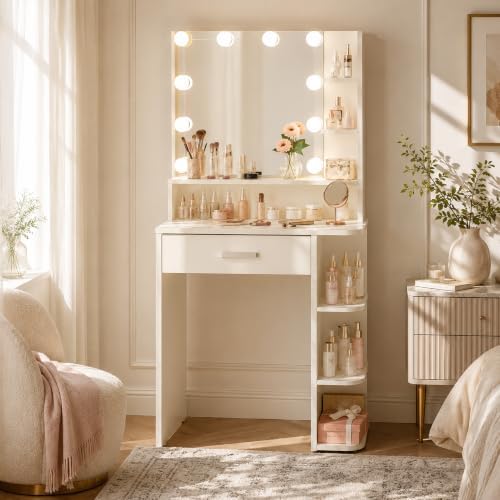 Makeup Vanity Desk with Mirror and Lights, 26.4”Small Vanity Mirror with Lights - Image 3