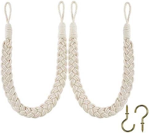 Home Queen Hand Braided Curtain Tie Back, Buckle Holdback Drapery Curtain by HomeQueen