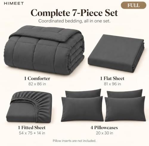 HIMEET Full Size Comforter Set Dark Grey, 7 Pieces Bed in a Bag - Image 2