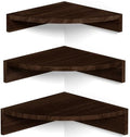 Wood Corner Shelves Wall Mount 3-Pack, Dark Brown by Alsonerbay