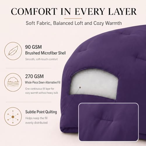 CozyLux Full Comforter Set, 3 Pieces Down Alternative Bedding - Image 3