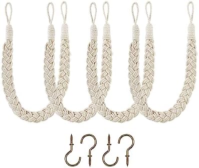 Home Queen Hand Braided Curtain Tiebacks, Buckle Holdback Drapery Curtain Tie by HomeQueen