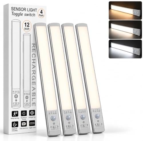 12 Inch Under Cabinet Lighting, 3 Color Motion Sensor Light 2 Pack by Unknown